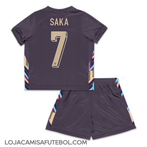 Camisa de Futebol Inglaterra Bukayo Saka #7 Equipamento Secundário Infantil Europeu 2024 Manga Curta (+ Calças curtas)